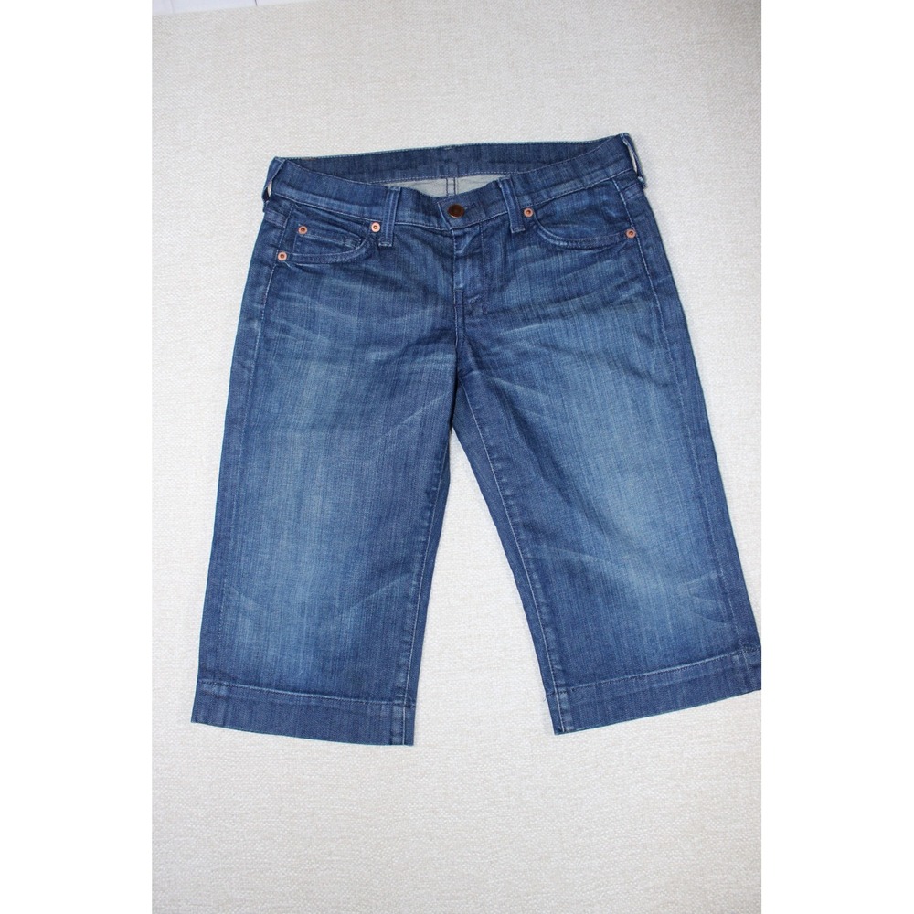 7 For All Mankind Dojo Denim Shorts Dark Wash Wide Leg Size 26 WC0039